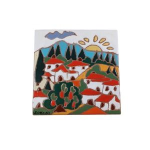 Vintage Italy Tuscano Tile San Brevettato Signed Leoncini Hand Crafted Trivet